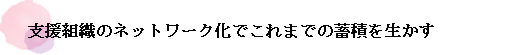 支援組織のネットワーク化でこれまでの蓄積を生かす